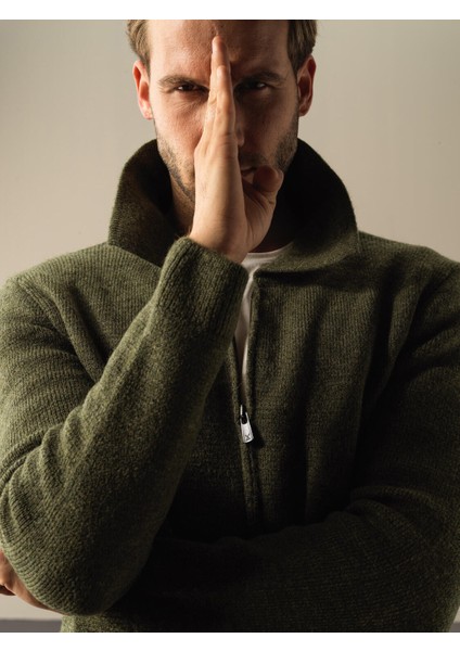 Erkek Haki Polo Yaka Regular Fit Hırka fiyatları