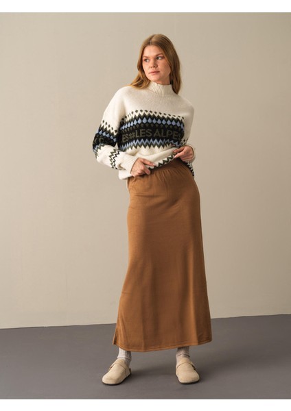 Beli Lastikli Regular Fit Triko Uzun Etek