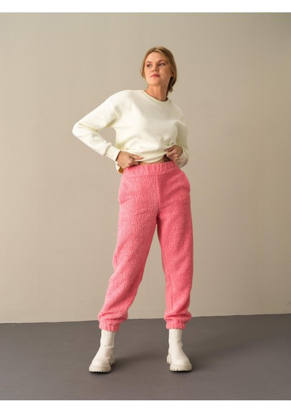 Kadın Pembe Polar Sweat Pantolon