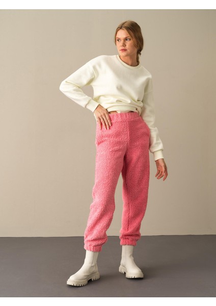 Kadın Pembe Polar Sweat Pantolon modelleri