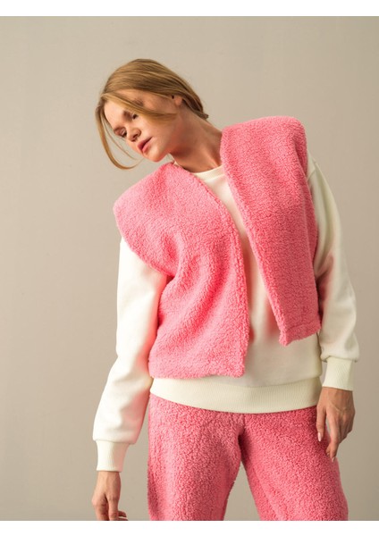 Kadın Pembe Oversize Kuzu Yelek fiyatları
