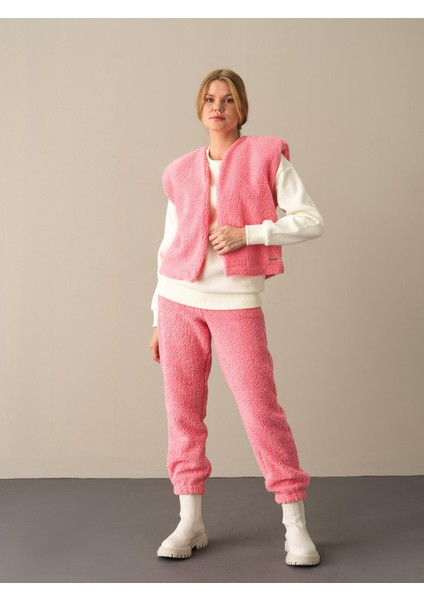 Kadın Pembe Oversize Kuzu Yelek indirimleri