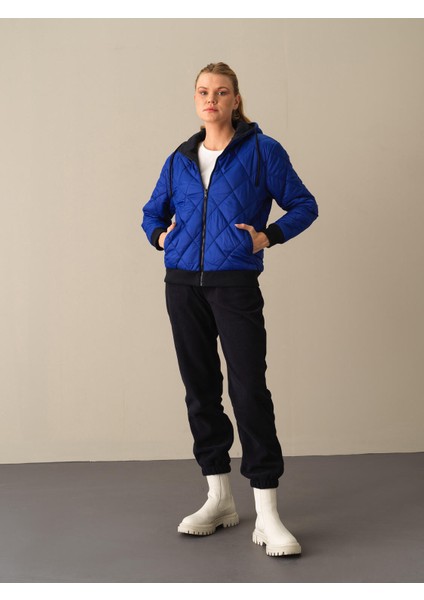 Kadın Mavi Çift Taraflı Sweatmont