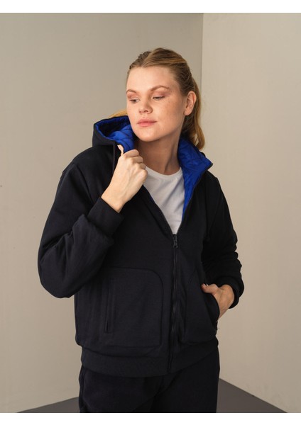 Kadın Mavi Çift Taraflı Sweatmont indirimleri