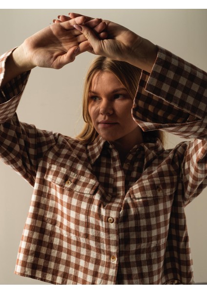 Kadın Camel Oversize Ekose Gömlek fırsatları