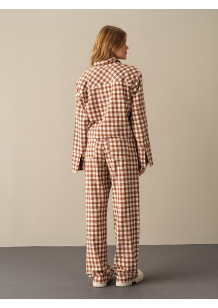 Kadın Camel Oversize Ekose Gömlek indirimleri