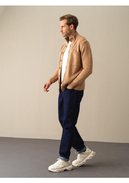 Erkek Camel Düğmeli Cep Detaylı Hırka indirimleri