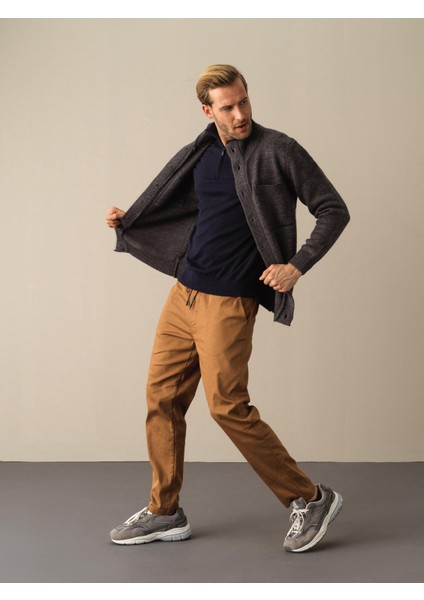 Erkek Antrasit Düğmeli Cep Detaylı Hırka modelleri