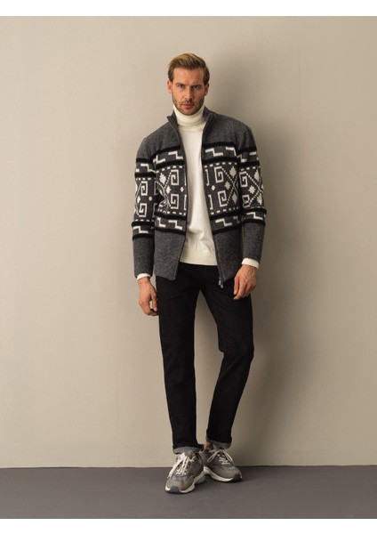 Erkek Antrasit Regular Fit Hırka