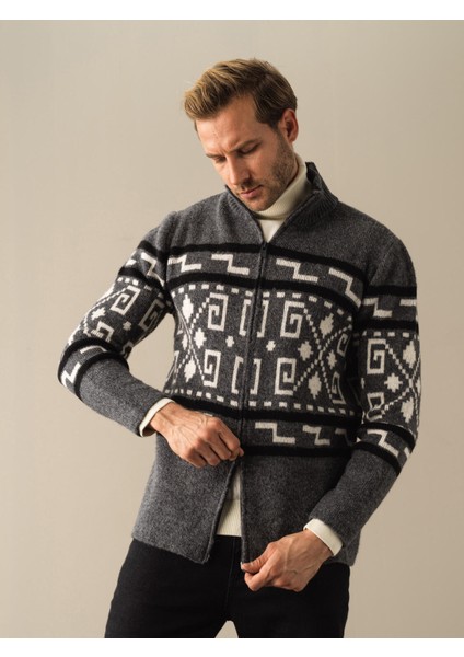 Erkek Antrasit Regular Fit Hırka modelleri