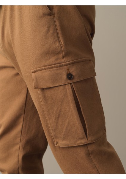 Erkek Camel Pamuklu Kargo Cep Pantolon