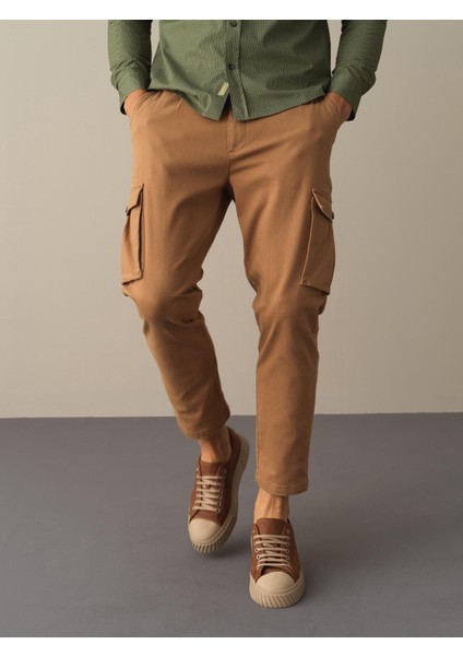 Erkek Camel Pamuklu Kargo Cep Pantolon modelleri