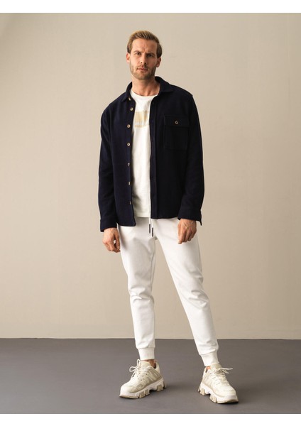 Erkek Lacivert Fit Cepli Gömlek Ceket