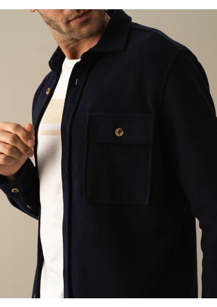 Erkek Lacivert Fit Cepli Gömlek Ceket modelleri