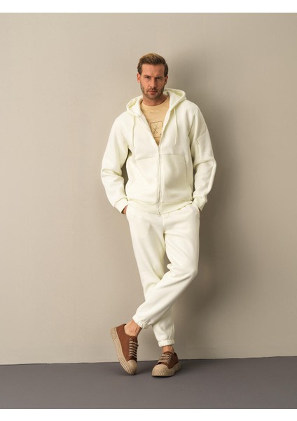 Erkek Ekru Regular Fit Sweatmont