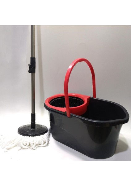 Microfiber Püsküllü Dönerli Mop Temizlik Kova Seti 360°METAL Saplı Santrafüj Sistem Sık-Sil-Yıka-Arı