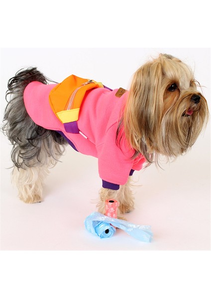 Pet Sweatshirt Çantalı - Pembe- Köpek ve Kedi Kıyafeti