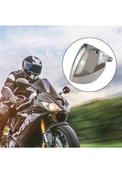 Açık Yüz Için 3 Snap Visor Retro Ön Cam Dayanıklı (Yurt Dışından)