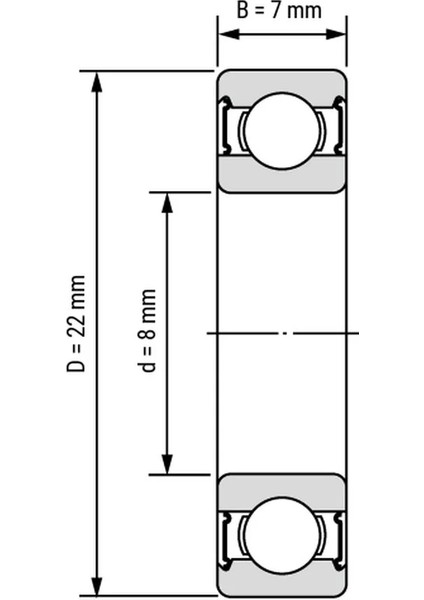 Rulman 608 Zz Metal Kapak Karbon 8 x 22 x 7 mm
