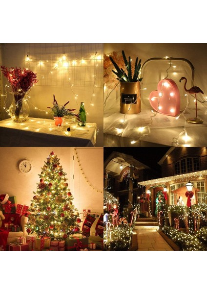 Fonksiyonlu Sarı 30 Metre Dekor LED - Çam Ağacı Süsü Yılbaşı Süsü - Pirinç LED modelleri