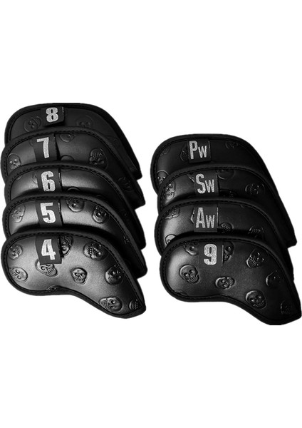 9 Adet Kafatası Golf Demir Headcover Club Head, Çizelge Karşıtı Kama Muhafızlarını Kapsar (Yurt Dışından)