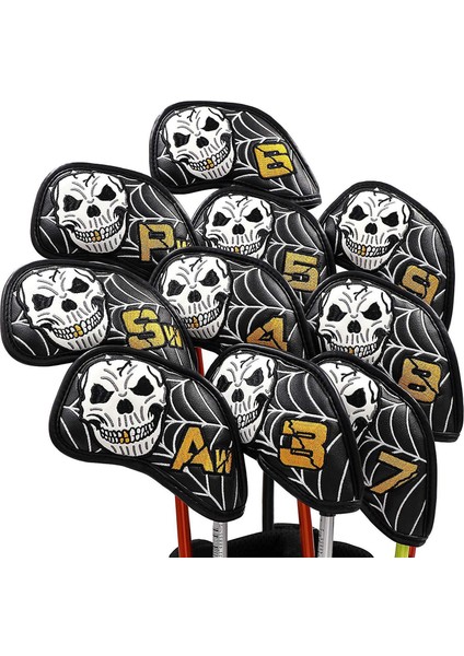 10X Su Geçirmez Golf Demir Headcover Kafatası Desen Seyahat Kulübü Kafa Kapakları 16X16X9CM (Yurt Dışından) modelleri