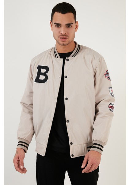 Logolu Oversize Cepli Kolej Yaka Bomber Mont Erkek Mont 5715514