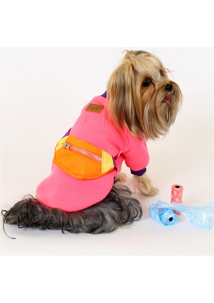 Pet Sweatshirt Çantalı - Pembe- Köpek ve Kedi Kıyafeti