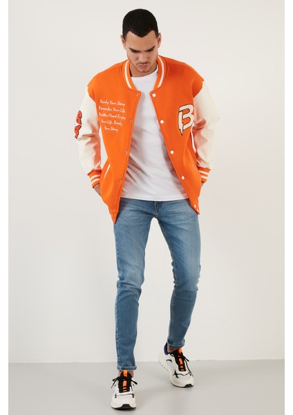 Oversize Kolej Yaka Cepli Bomber Ceket Erkek Ceket 628MNH171