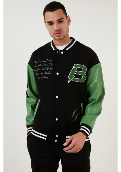 Oversize Kolej Yaka Cepli Bomber Ceket Erkek Ceket 628MNH171