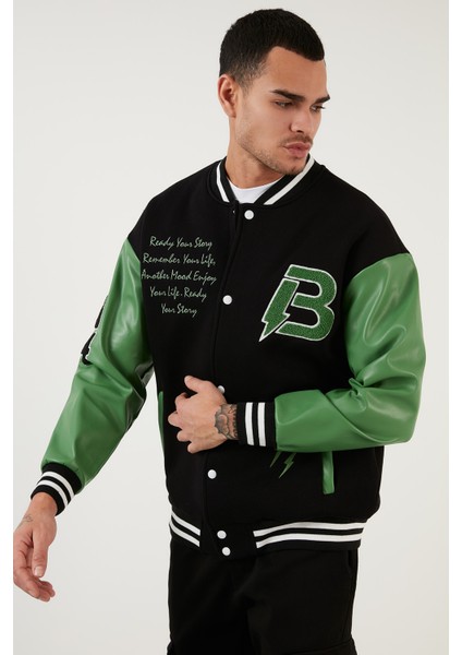 Oversize Kolej Yaka Cepli Bomber Ceket Erkek Ceket 628MNH171