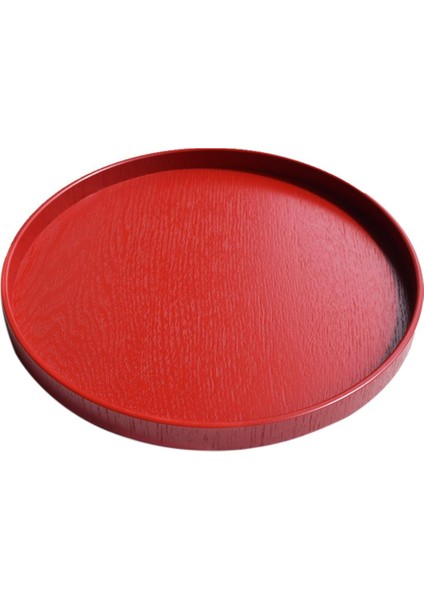Yuvarlak Ahşap Servis Tepsisi Kırmızı 30 cm. (Yurt Dışından)
