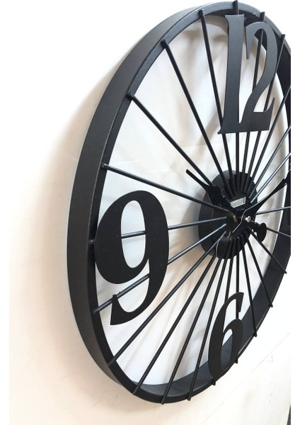 Ferforje Büyük Boy 50 cm Metal Çerçeveli Lazer Kesim Toz Boyalı Duvar Saati E2754 modelleri