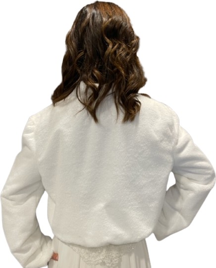 New in Style Newin Style Beyaz Dik Yaka Gelinlik Ceket Gelin Kürk Etol Bolero M10 görsel 2