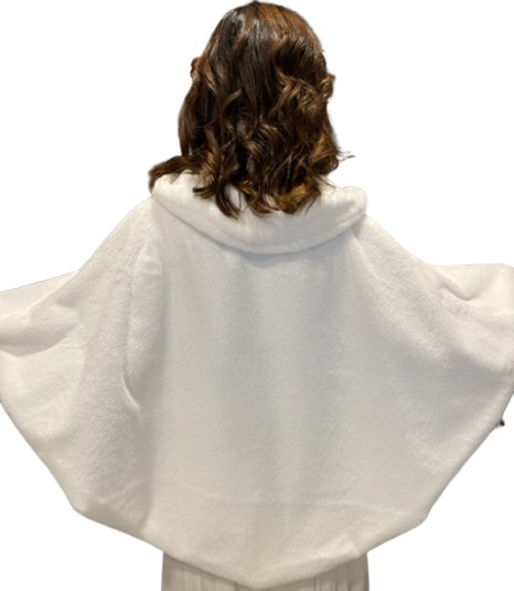 New in Style Newin Style Beyaz Broşlu Abiye Gelinlik Pelerin Kürk Etol Şal Gelin Bolero M2 görsel 2