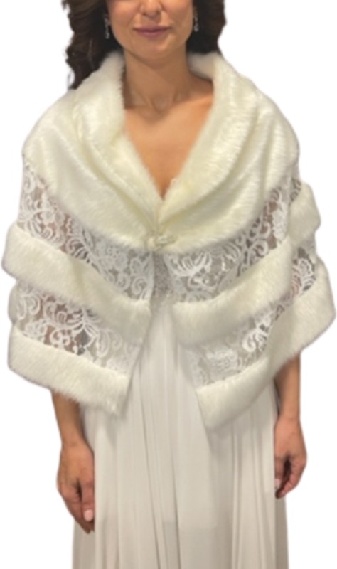 New in Style Newin Style Dantel Detaylara Sahip Abiye Gelinlik Broşlu Gelin Şal Etol Kürk Bolero