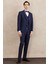 ALTINYILDIZ CLASSICS Erkek Lacivert Slim Fit Dar Kesim Mono Yaka Desenli Yelekli Smokin Takım 1