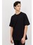 ALTINYILDIZ CLASSICS Erkek Siyah Oversize Bol Kesim Bisiklet Yaka %100 Pamuk Tişört 4