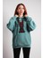 Oversize Hoodie Rock And Roll Themed Mint Green 1