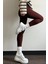 DAXİS Sportwear Company Kadın Bordo Yüksek Bel Dikişsiz Fitilli Tayt