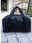 Nfystyle Orta Boy Unisex El ve Omuz Askılı Seyahat Çantası Fitness El Valizi Siyah Suni Deri 5