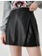 Deri Görünümlü Mini Etek Pileli 5