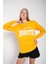 Kadın Sarı Houston Baskılı Bisiklet Yaka Oversize Sweatshirt 2