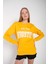 Kadın Sarı Houston Baskılı Bisiklet Yaka Oversize Sweatshirt 3