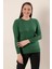 Kol Detaylı Büyük Beden Akrilik Kazak Yeşil 1
