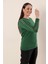 Kol Detaylı Büyük Beden Akrilik Kazak Yeşil 2