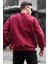 Bordo Bisiklet Yaka Oversize Şardonlu Basic Erkek Sweatshirt 6048 2