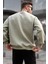 Mint Yeşili Bisiklet Yaka Oversize Şardonlu Basic Erkek Sweatshirt 6048 2