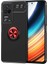 Xiaomi Poco F4 Kılıf Renkli Yüzüklü Manyetik Silikon Kapak Siyah - Kırmızı 1