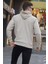 Bej Kapüşonlu Basic Sweatshirt 6014 2